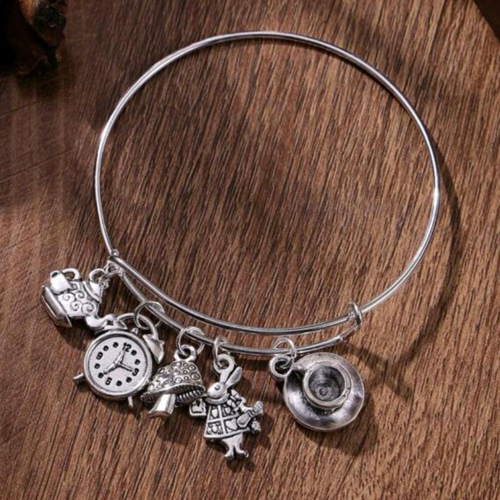 Disney Alice in Wonderland Silver Charm Bracelet
